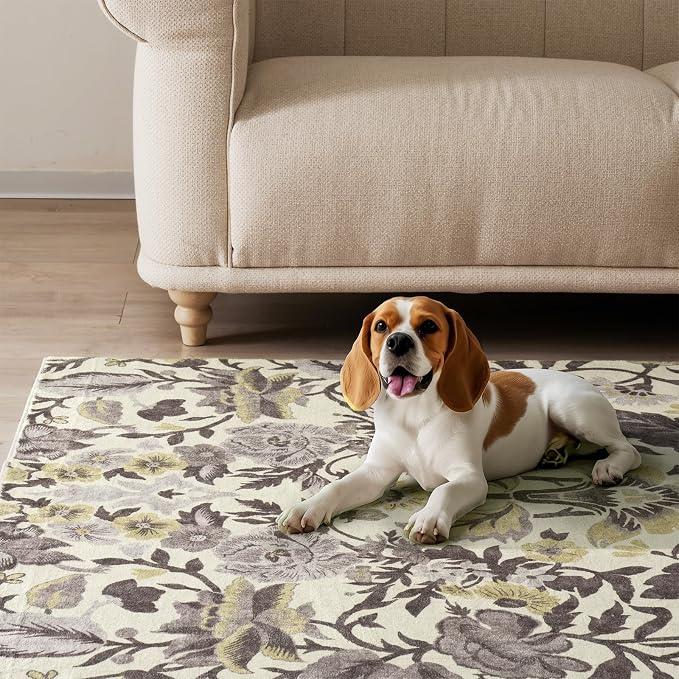EVERGRACE Hallyway Area Runner Rugs 2x8, Boho Floral Faux Wool Indoor Outdoor - Image 5