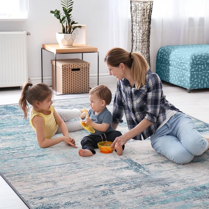 Abstract 8x10 Area Rug Washable Soft Large Non-Slip Carpet - Image 8
