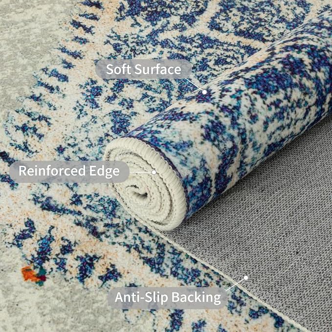 Easy-Going Round Rug 6ft Area Rug Washable Boho Circle Rugs - Image 3