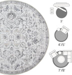 jinchan Kalen Round Rug 5ft Area Rug Washable Vintage Indoor Retro Entryway - Image 7