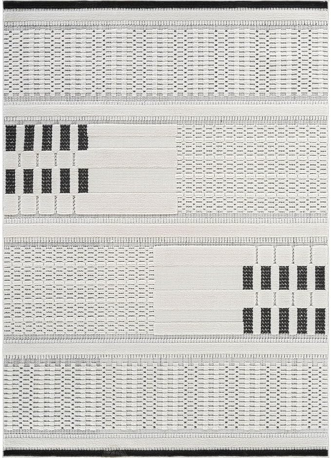 CAMILSON Modern Rug 10x14 Luxury Geometric Pattern Large Micro Loop Area Rugs - Image 2