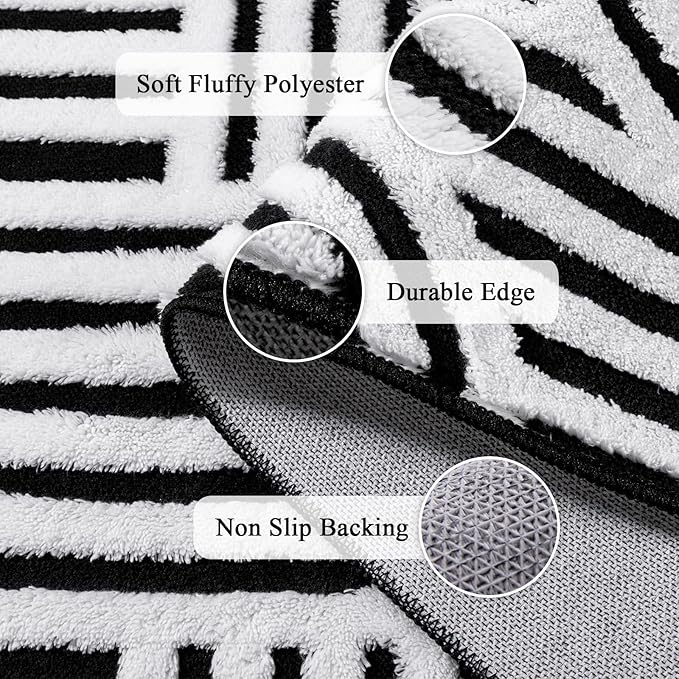 SHACOS Soft Cozy Fluffy Arch Pattern High Low Pile Area Rugs 6'x9' Large Non - Image 3