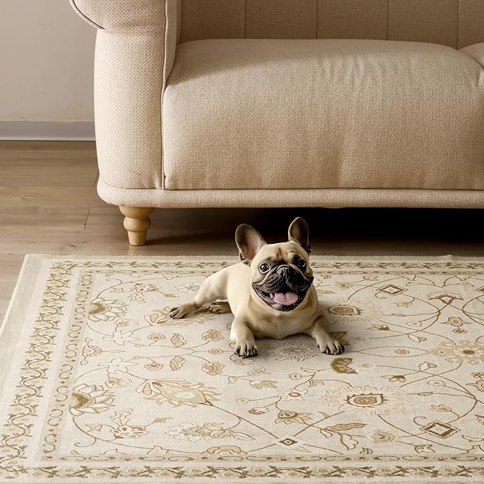 EVERGRACE Hallyway Area Runner Rugs 2x8, Boho Floral Faux Wool Indoor Outdoor - Image 5