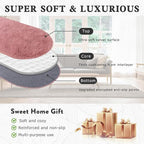Soft Fluffy Rugs for Bedroom, Blush Pink Fuzzy Shaggy Oval Bedside Area Rug Set - Image 5