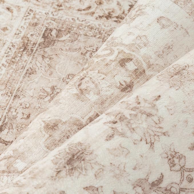 6x9 Beige Washable Vintage Area Rug - Image 8