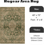 HUGEAR 4x6 Entryway Area Rug Retro Green Small Rug Machine Washable Door Mat - Image 2