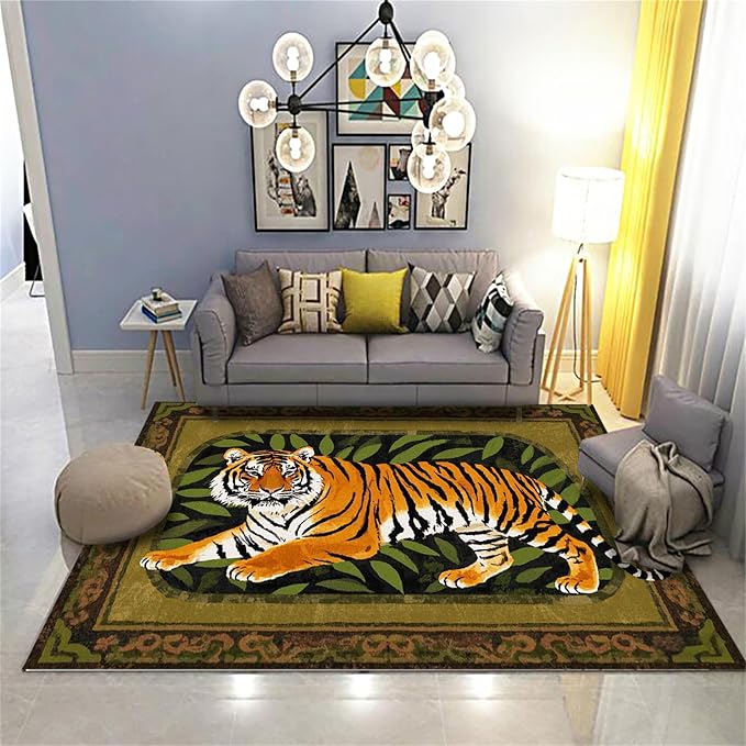 Tiger Area Rug, Tiger Print Rug, Tiger Themed Stylish Rug, Bohemian Vintage - Image 2