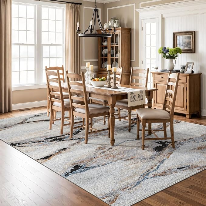 Rugshop Contemporary Gray Striated Area Rug Durable, Kid & Pet Friendly 5' x 7' - Image 6