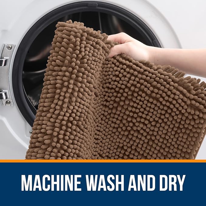 OLANLY Bathroom Rugs 36x24, Extra Soft Absorbent Chenille Bath Rugs, Rubber - Image 5