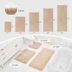 Small Bathroom Rug 17x24 Non Slip Beige Fluffy Bath Mat - Image 9