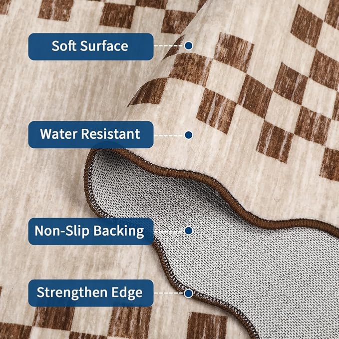 GarveeHome 4x6 Area Rug Small Washable Living Room Rug Scalloped Rug - Image 5