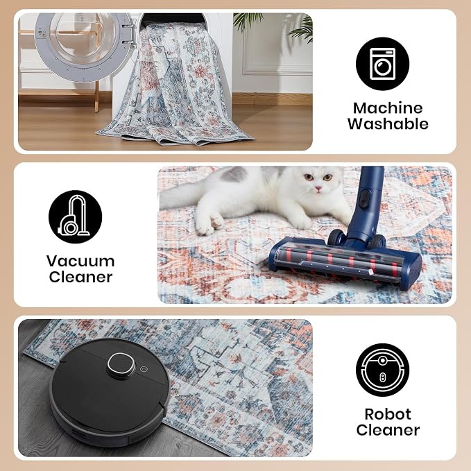 4x6 Washable Rug – Boho Non-Slip Indoor Area Rug - Image 4