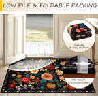Floral 9x12 Area Rug Machine Washable Soft Print Boho Carpet Non Slip Doormat - Image 4