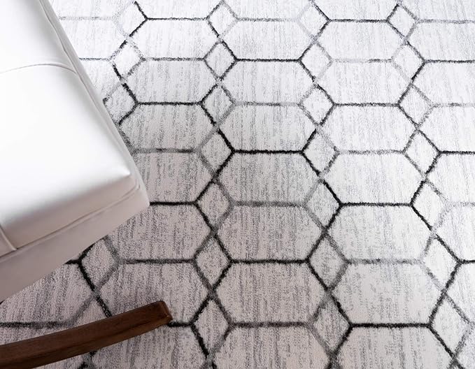 Rugs.com Lattice Trellis Collection Rug – 3 Ft Round White Low-Pile Rug Perfect - Image 6