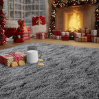 Dark Gray Fluffy Rug Plush Carpet - Image 8