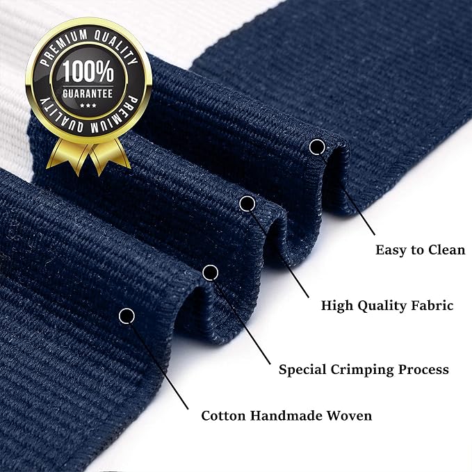 KOZYFLY Striped Outdoor Rug 3x5 Ft Front Door Rug Navy and White Hand Woven - Image 4