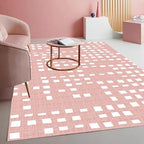 Boho Chic White and Pink Geometric Texture Rug by Mamatong