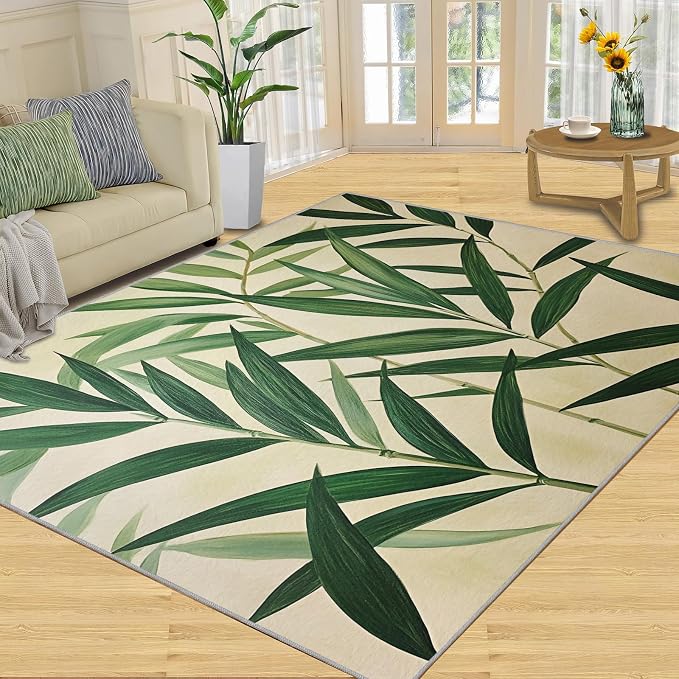 3x5 Bamboo Leaves Dorm Rug - Image 3