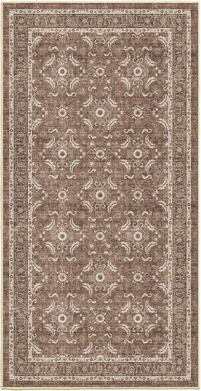 WITSHOCK Washable 2x4 Entryway Area Rug, Soft Non-Slip Rugs Vintage Flower - Image 8