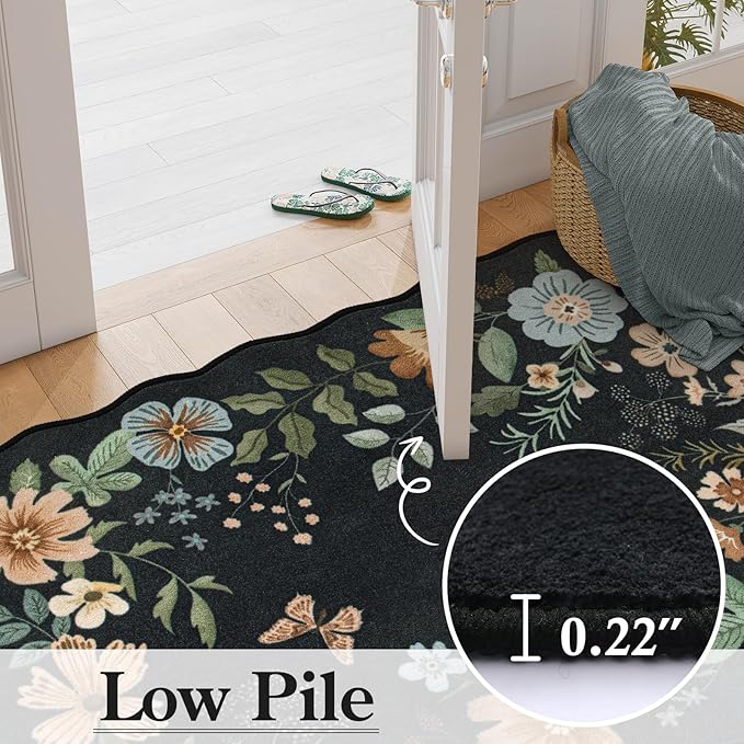 Lahome Floral Washable Round Area Rug, Soft Round Rugs 6ft Ultra-Thin Non-Slip - Image 4