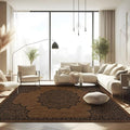 CAMILSON Outdoor Rug, 10x14 Medallion Nut Brown Black Modern Area Rugs by CAMILSONIndoorOutdoorAreaRugs