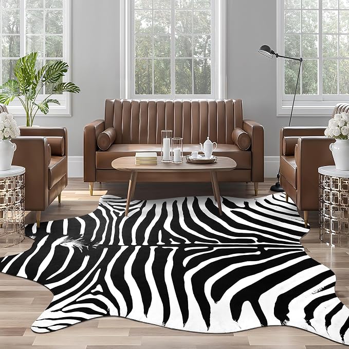 AROGAN Premium Faux Zebra Hide Rug 6.2 x 7 Feet, Sturdy and Large Size Zebra - Image 4