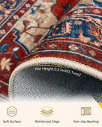 Area Rugs 9'x12' Washable Non-Slip, Floral Vintage Distress Print Pattern - Image 3