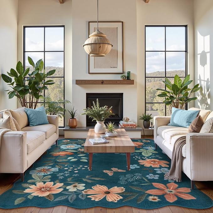 Lahome Floral Washable Rugs 8x10, Non-Slip Soft 8x10 Rugs - Image 3