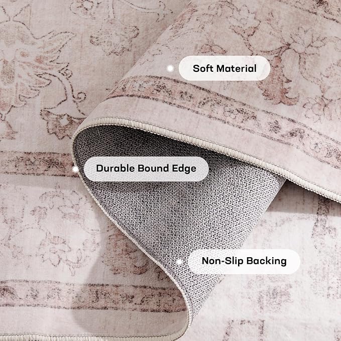 Marsail 5x7 Machine Washable Area Rug, Soft & Slip-Resistant Large Area Rug - Image 5
