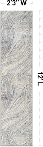 Rugshop Marble Swirl Distressed Gray Area Rug 2' 3" x 12' Runner Ideal - Image 2