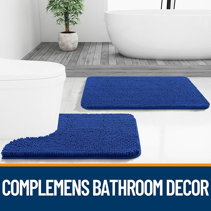 OLANLY Bathroom Rugs 47x20, Extra Soft Absorbent Chenille Bath Rugs, Rubber - Image 6