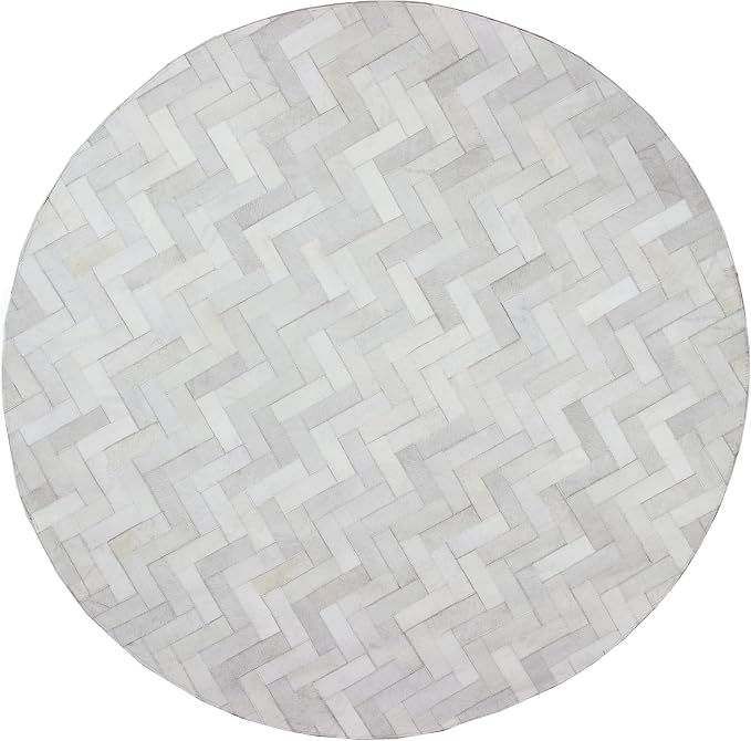 Sn Alef Home Soft Textured Round Rug | White & Grey Woven Carpet by SNALFEHOME