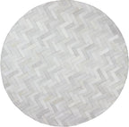 Sn Alef Home Soft Textured Round Rug | White & Grey Woven Carpet by SNALFEHOME