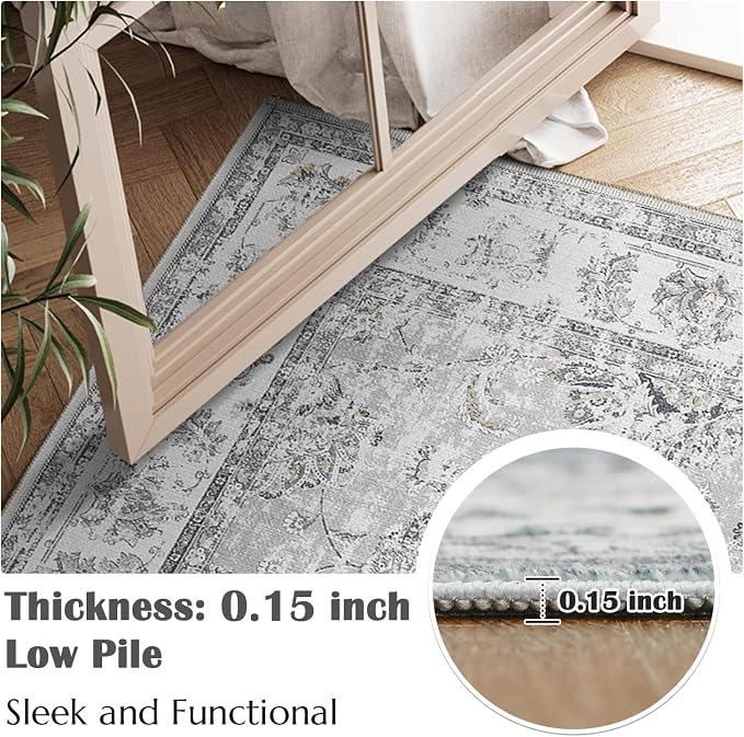 jinchan Fiora Vintage Floral 6x9 Area Rugs - Image 6