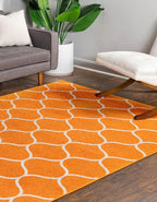 Rugs.com Lattice Frieze Collection Rug – 10' x 14' Orange Medium Rug Perfect - Image 2