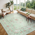 Wonnitar Green Area Rug for Living Room, Floral Bow 8x10 Washable Rug, by Wonnitar