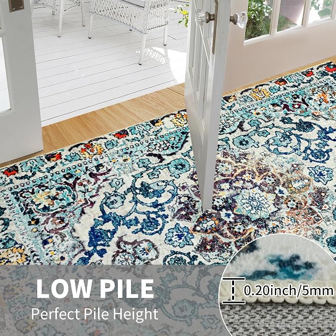 Easy-Going Area Rug 6x9 Washable Boho Rugs - Image 2