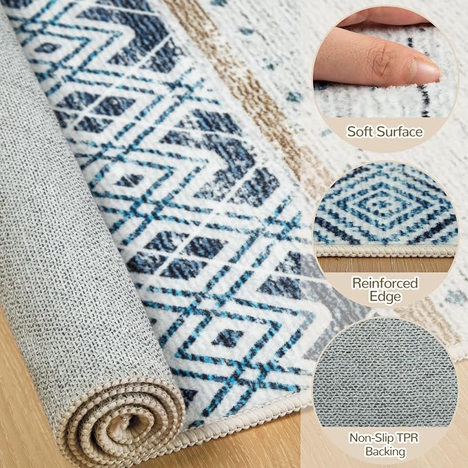 BESTSWEETIE 2x3 Area Rugs for Living Room Washable Moroccan Farmhouse Neutral - Image 2