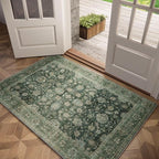 Washable 3x5 Entryway Rug, Boho Non-Slip Vintage Distress Small Rugs by Hedwior