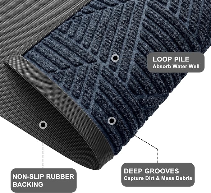 Kitinjoy Front Door Mat Outside Entrance, Sturdy Natural Dirt Trapper, Heavy - Image 4
