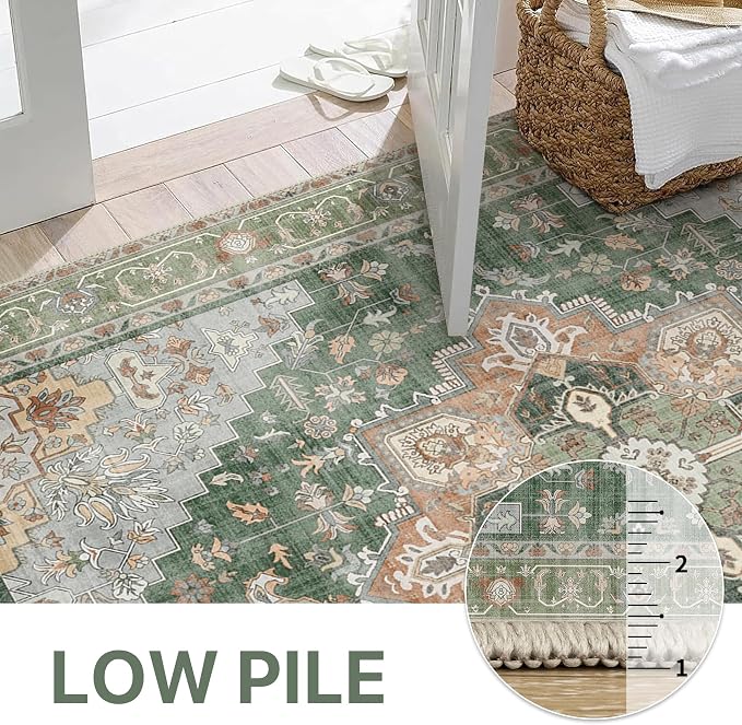 GENIMO 7x10 Area Rugs for Living Room, Machine Washable Non Slip Vintage Rugs - Image 4