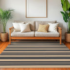 KOZYFLY Striped Front Door Mat 4x6 Ft Brown and Black Front Door Rug Cotton - Image 2