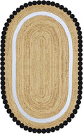 Oval Jute Runner 4x15 Flatweave Kilim Runner Hand Braided Jute Thick 0.27" by CASAVANI