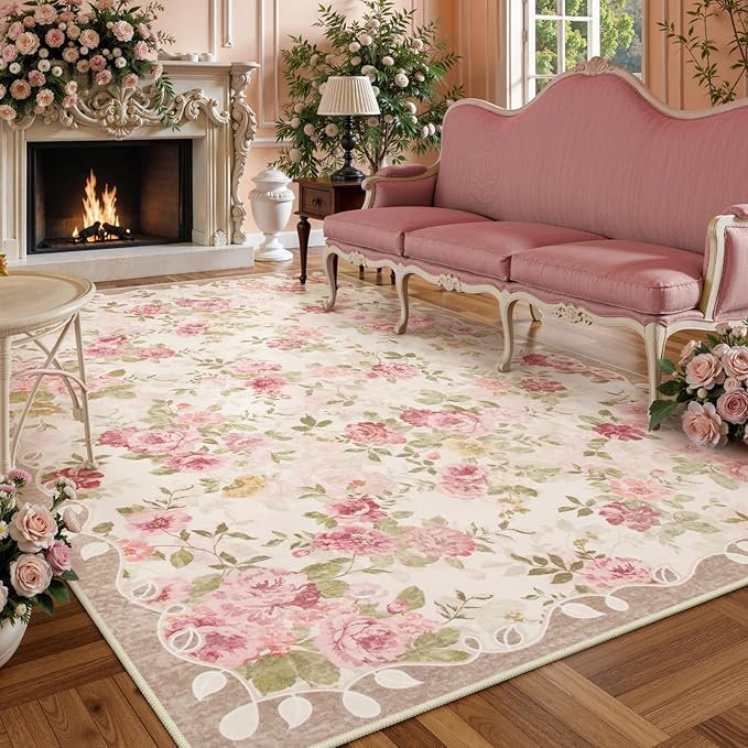 Lahome Floral Washable Rugs 9x12, Large Area Rugs 9x12 Living Room, Soft - Image 2