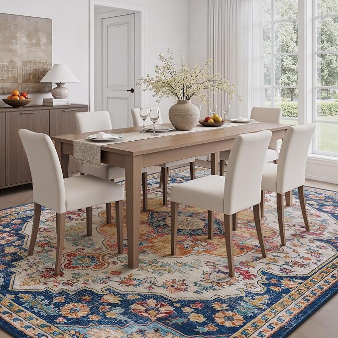 tchdio 8x10 Area Rugs for Living Room, Vintage Non Slip Washable Rug, Soft Low - Image 6