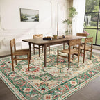 Area Rug 9x12 Washable Rug, Vintage Boho Medallion Rugs Non-Slip Soft Low Pile - Image 3