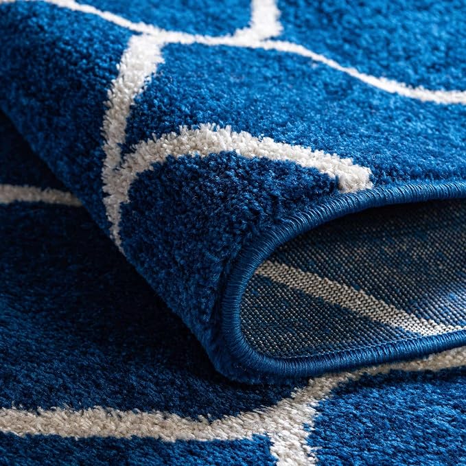 Rugs.com Lattice Frieze Collection Rug – 3' Square Navy Blue Medium Rug Perfect - Image 6