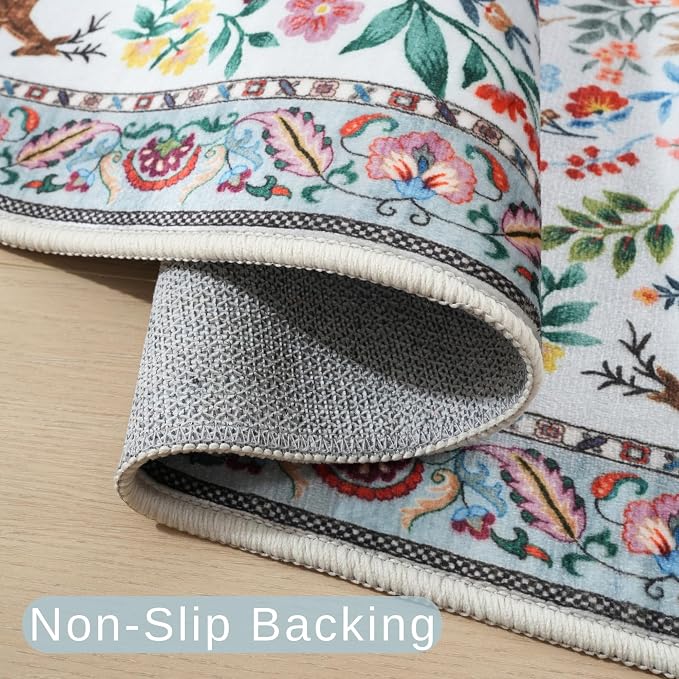 Rugcomf Runner Rug Washable Kitchen Runner 2'x 6'Runner Rug Floral Non-Slip - Image 3