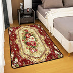 Elegant Red Floral 3 x 5 Area Rug Gold Geometric Rugs - Image 3