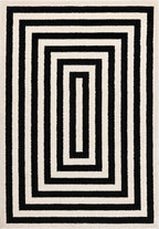 Abani Contemporary Black & Ivory 6' x 9' Area Rug, Contrasting Geometric Modern - Image 3